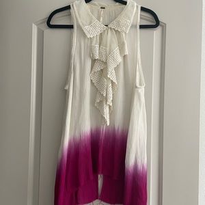Free People Sleeveless Dip Dyed Lace Collared Tunic